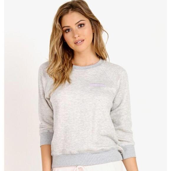 Spiritual Gangster Tops - NWT Spritual Gangster Small Grey Namaste Patch Sweatshirt crewneck 3/4 sleeve